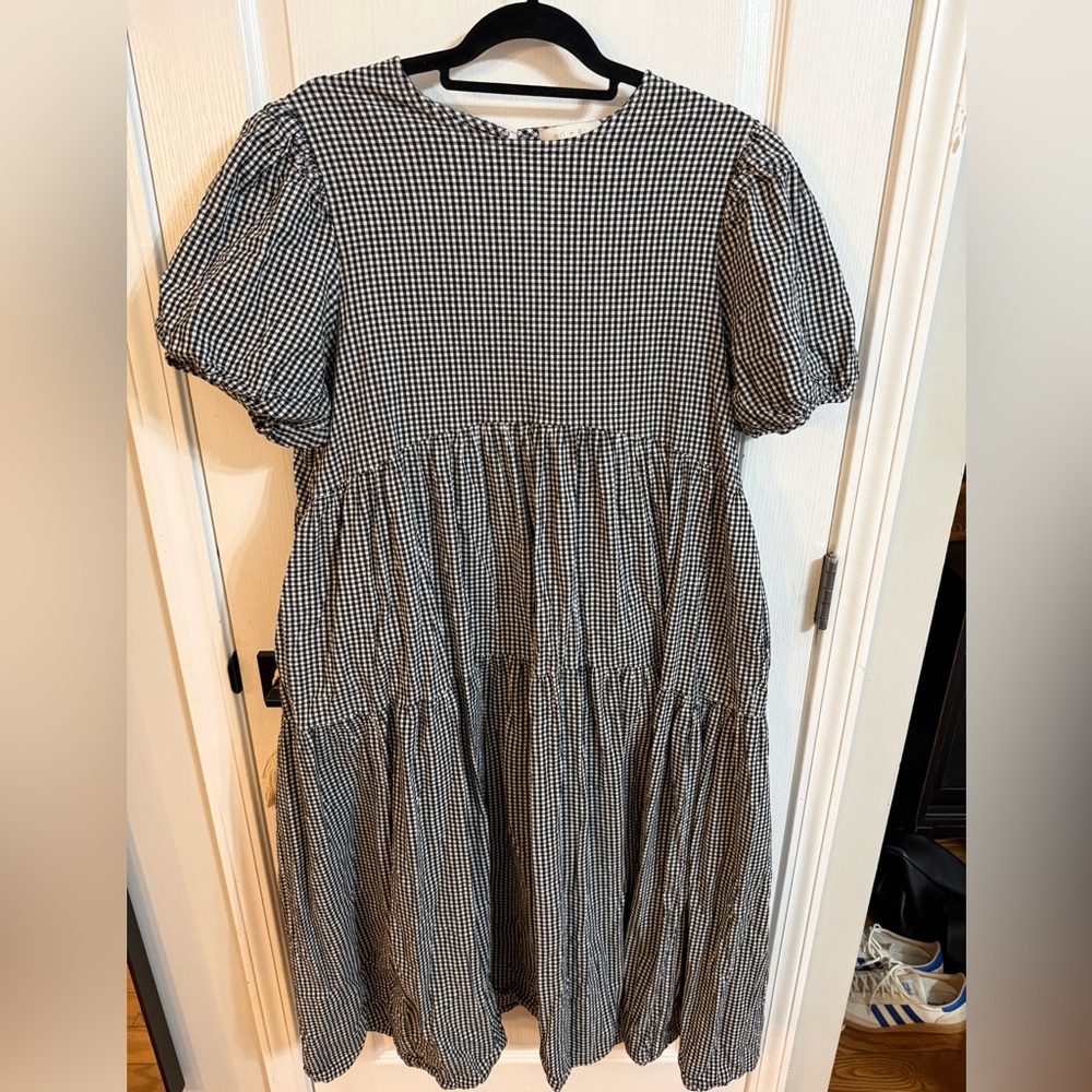 Anthropologie Monochrome Gingham Maxi Dress